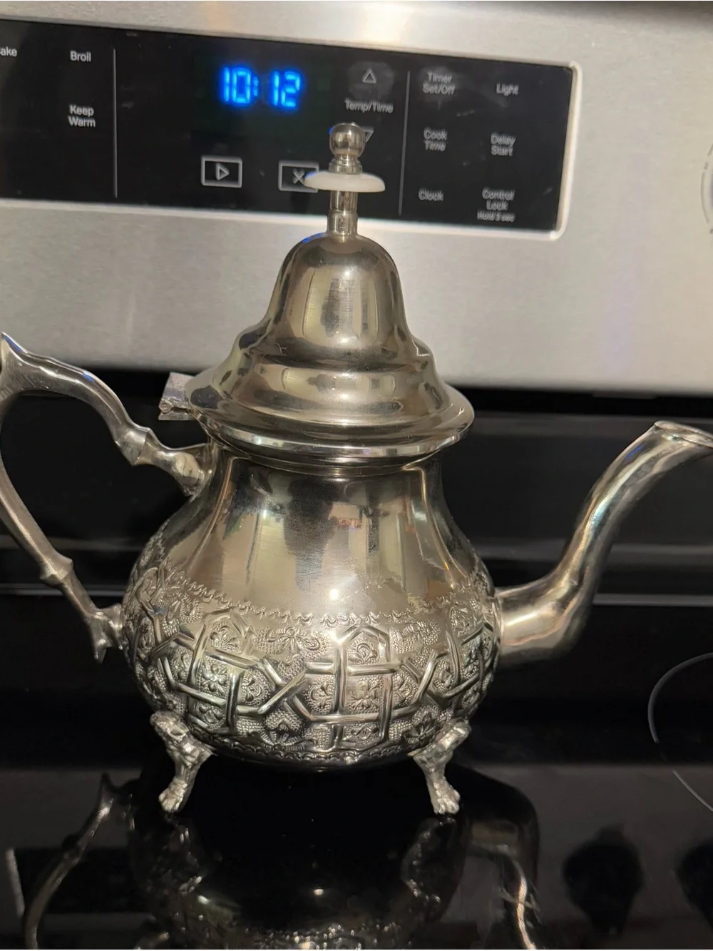 Vintage Moroccan Teapot Hand Engraved Tea Pot Mint Tea Decor Rare Carved Antique